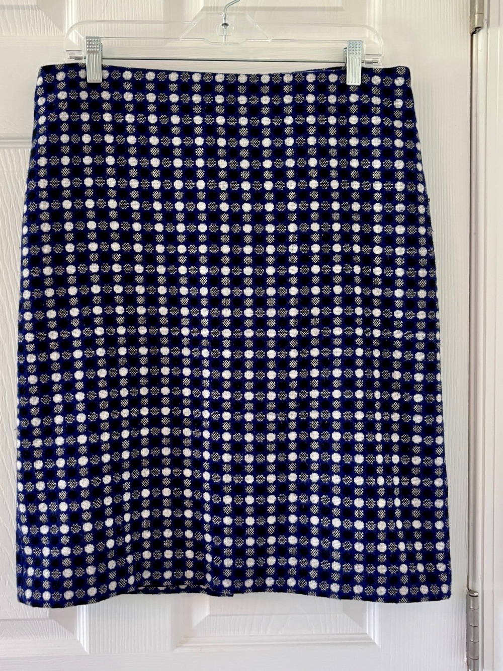 Women’s Blue Geometric Dot Pencil Skirt Wool Blend - Size 10
